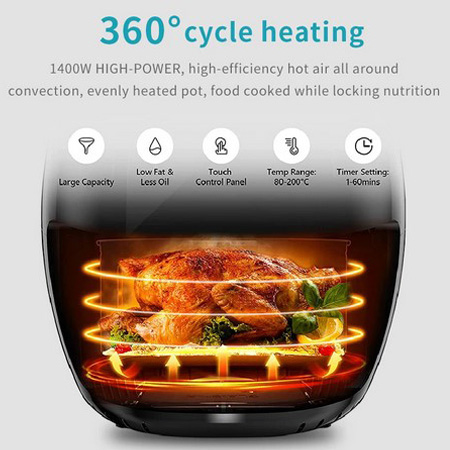 Sokany® Πολυλειτουργική Φριτέζα Αέρος 1400W με Αποσπώμενο Κάδο 5lt & Ρυθμιζόμενο Θερμοστάτη